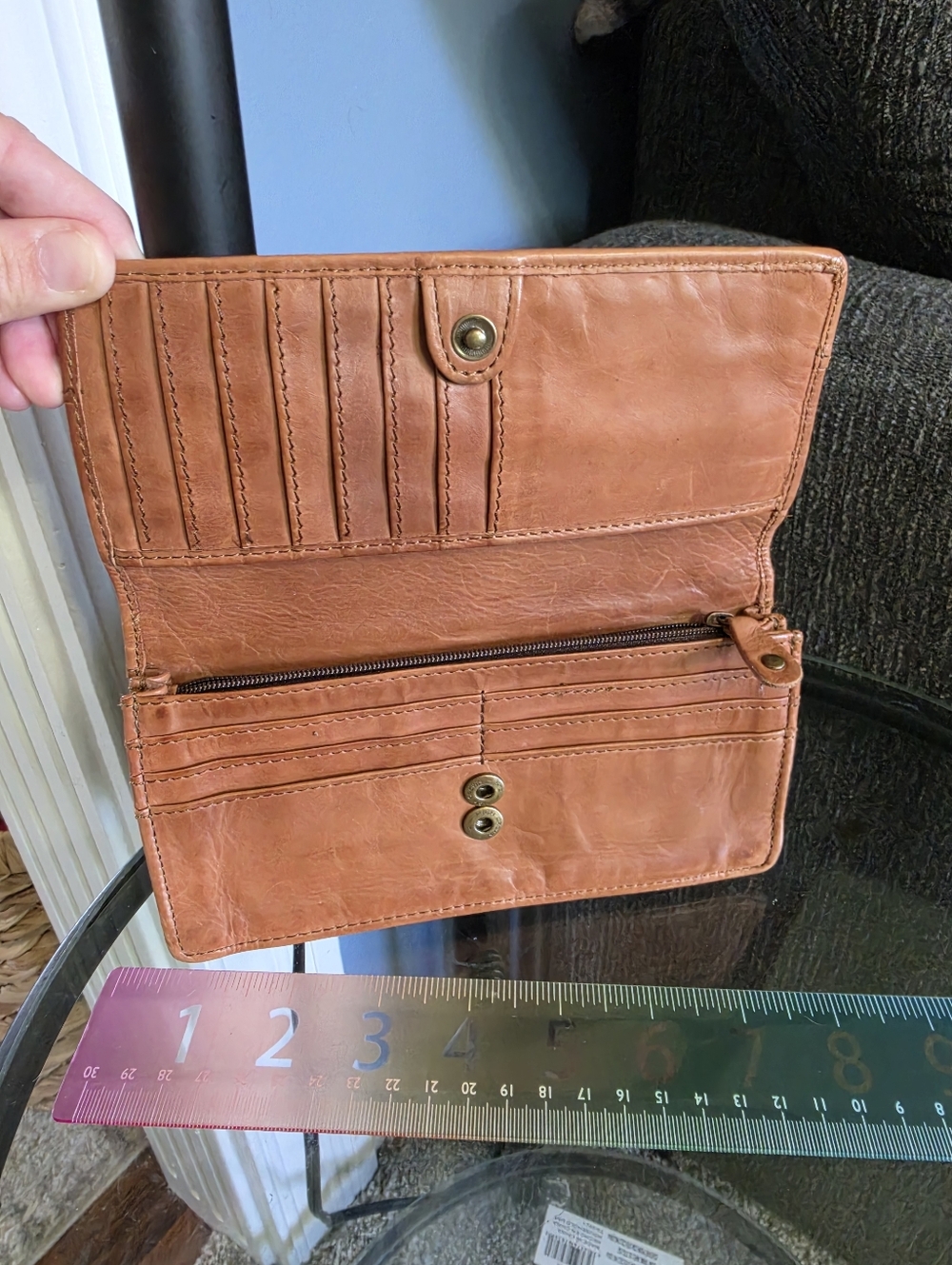 Harbour Anchor Leather Wallet Clutch in Tan - Picture 3 of 3
